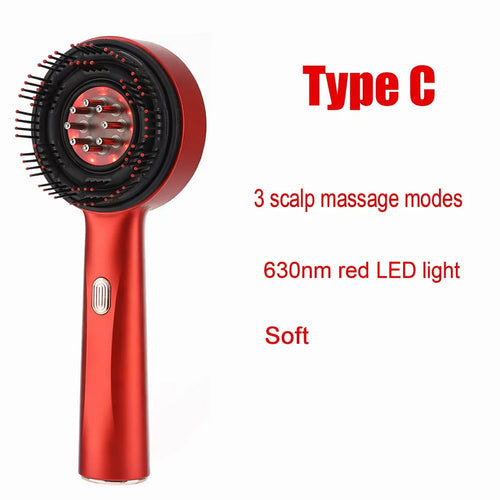 Electric Scalp Head Massage Comb 660Nm Light Hair Growth Comb Hair Brush Head Spa 3 Levels Soft Massage Scalp Oil Applicator